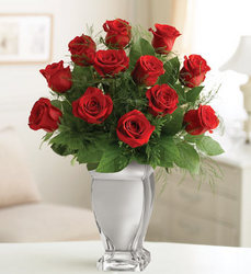 Premium Roses in a Silver Vase Davenport Florist - Same Day Flower Delivery - Flower Power 